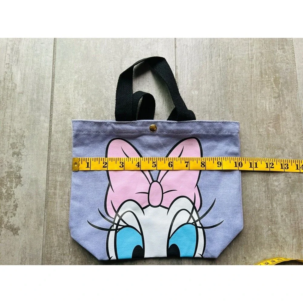 DAISY DUCK Disney Mickey Mouse Purple Snap Lunch Tote Bag Canvas Reuseable NEW